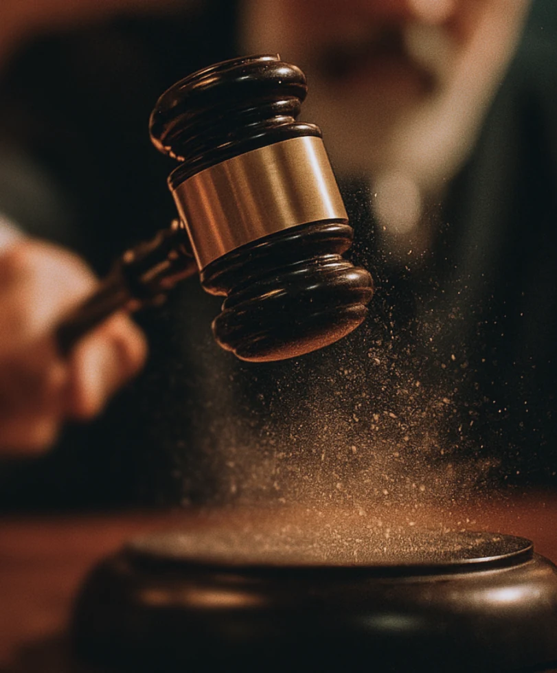 Martelo de juiz representando penalidades